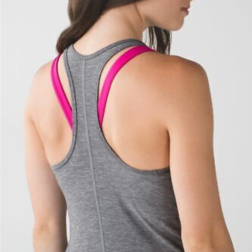Lululemon inspiration tank 2, size 8, Heathered grey/pink, good condition